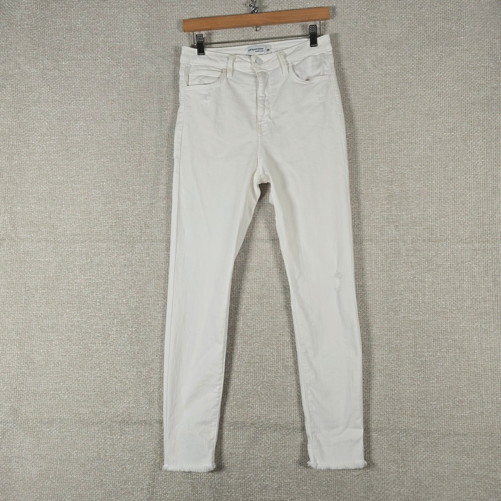 Just Black Denim White High Rise Skinny Jeans Raw Hem‎ BP345J-A Size 29